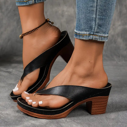 Ruby | Women Elegant Low Heel Flip Flop Sandals