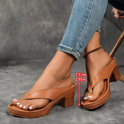 Ruby | Women Elegant Low Heel Flip Flop Sandals