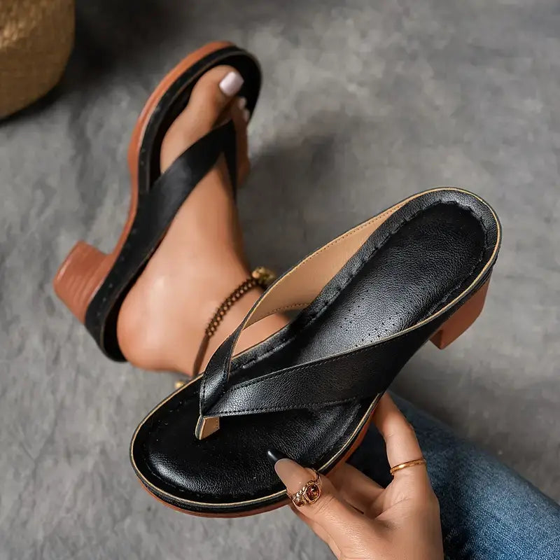 Ruby | Women Elegant Low Heel Flip Flop Sandals