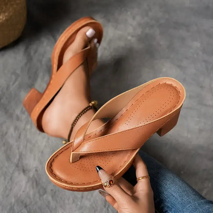 Ruby | Women Elegant Low Heel Flip Flop Sandals
