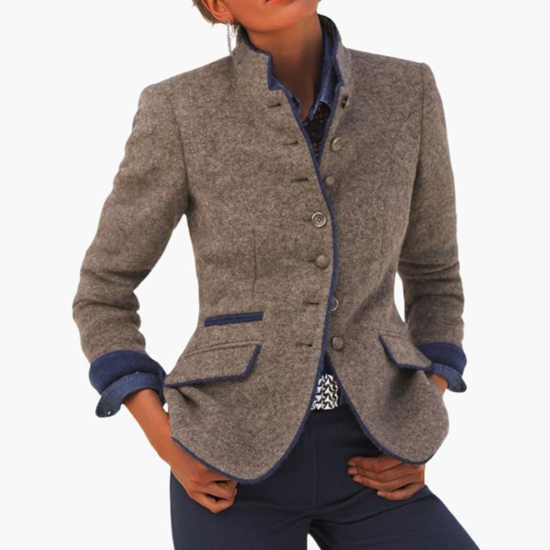 Women's Blazer Lapel Collar Button Front - Fashinoza