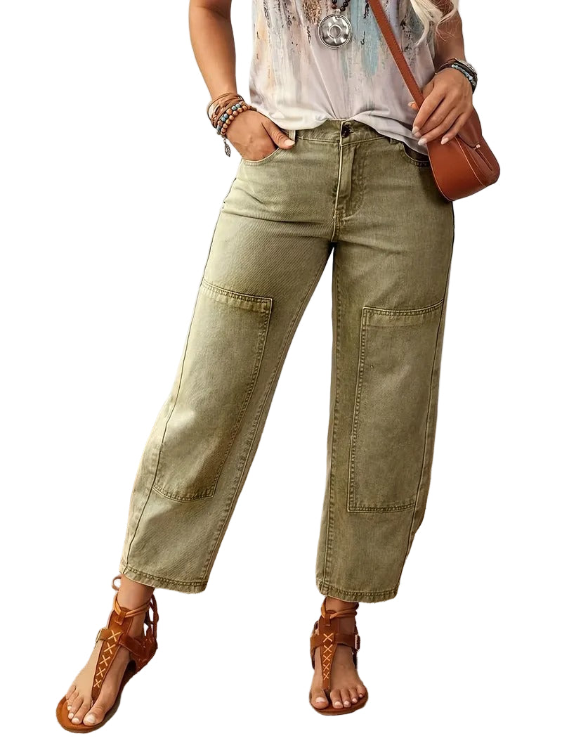 Women's Straight Leg Pants Green - 
Fashinoza