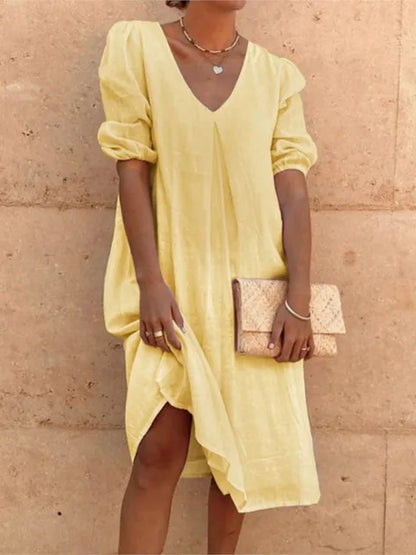 Women's Elegant Midi Dress Casual Summer - Fashinoza