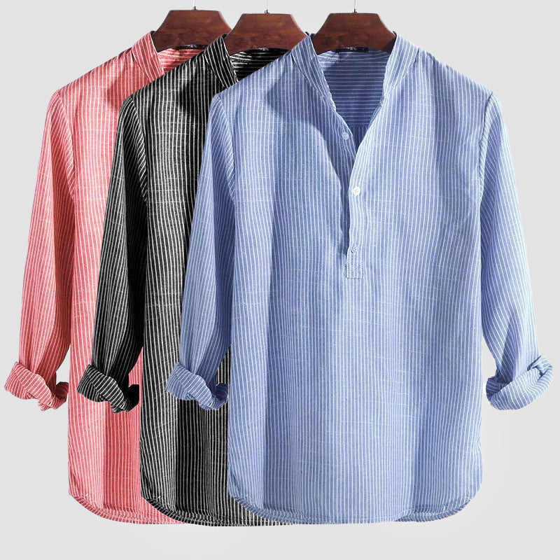 Men's Classic Henley Shirt Breathable - Fashinoza