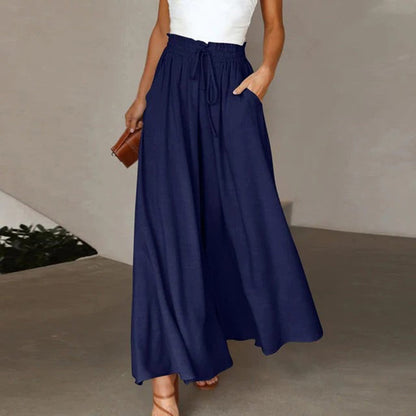 Gabriella Women's High Waist Elastic Pants Drawstring A-Line with - 
Fashinoza