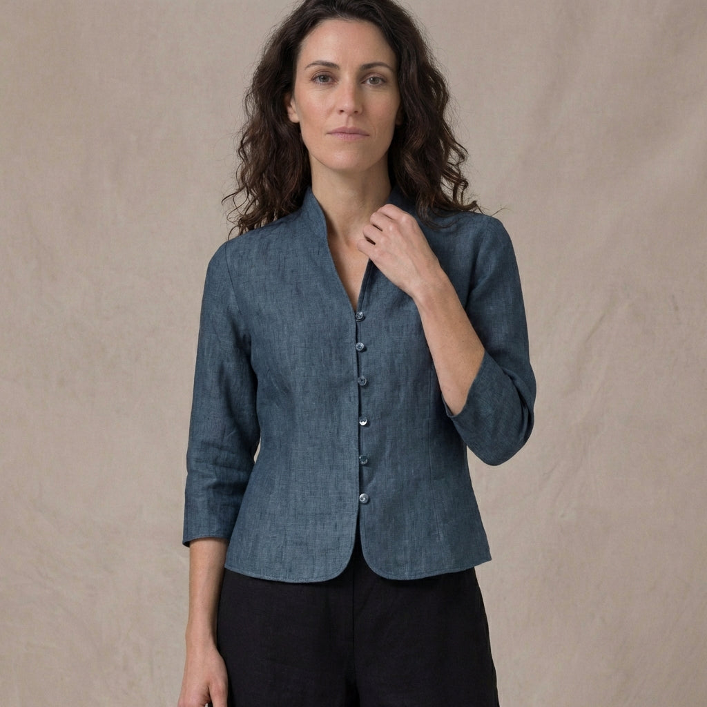 Women's Mandarin Collar Blouse Elegant Silk
