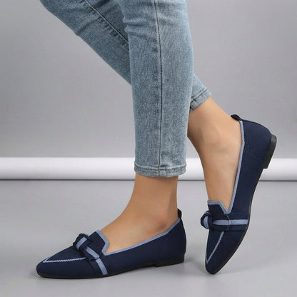 Women's Knitted Slip-On Loafers Pointed Toe