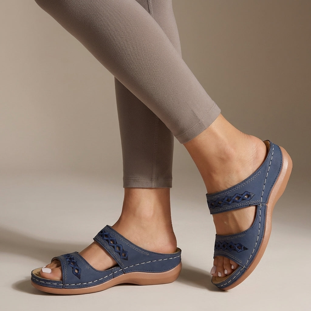 Hershey Women's Orthopedic Sandals Slip-On Leather Brown