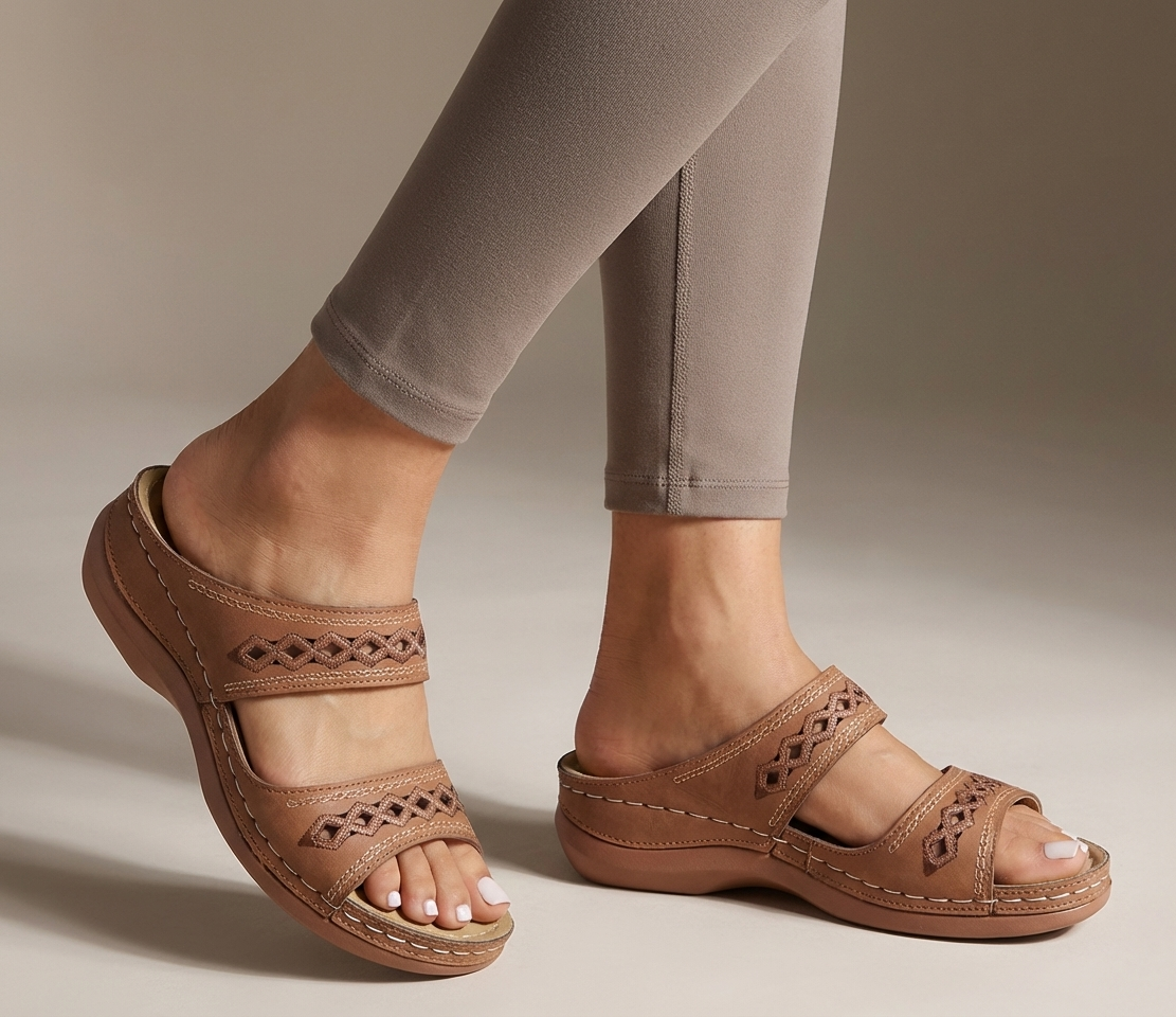 Hershey Women's Orthopedic Sandals Slip-On Leather Brown