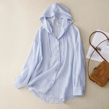 Women's Long Sleeve Hooded Blouse - 
Fashinoza