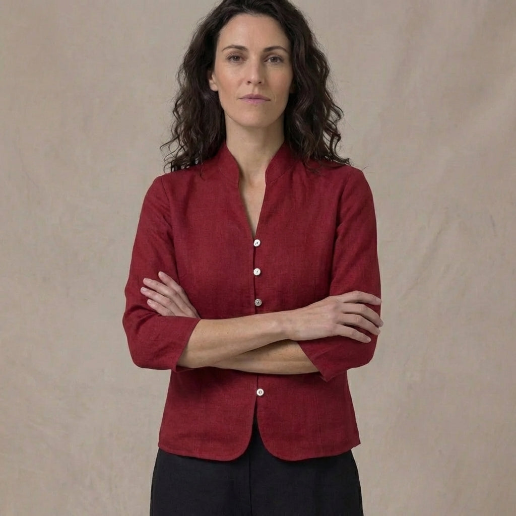 Structured Mandarin Blouse for Women – Elegant & Versatile Caliboot