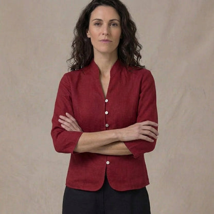 Structured Mandarin Blouse for Women – Elegant & Versatile Caliboot