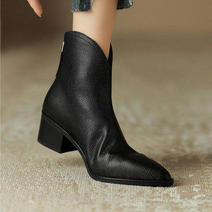 Women's Pointed Ankle Boots Slip On Heel
