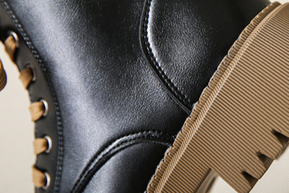 Women's Round Toe Boots Side Zipper