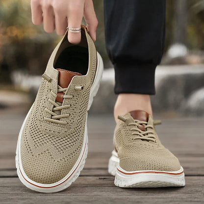 Men's Lace-Up Sneakers Knit Upper