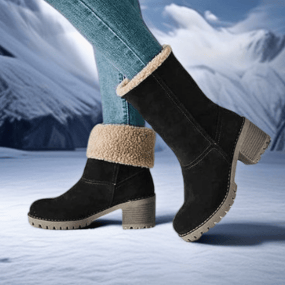 Women's Mid Calf Boots Block Heel Lug Sole