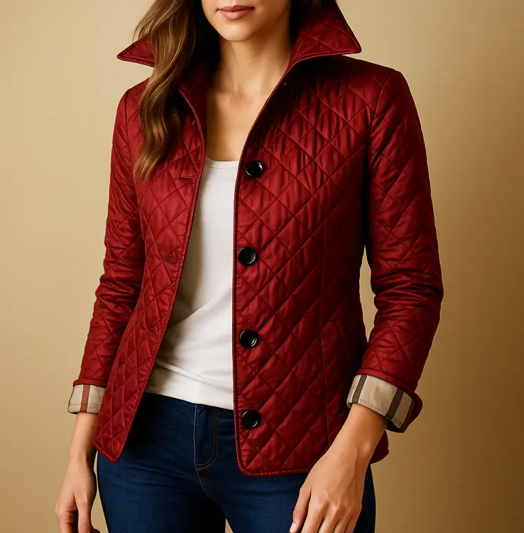 Women's Quilted Diamond Jacket Cozy Winter - 
Fashinoza