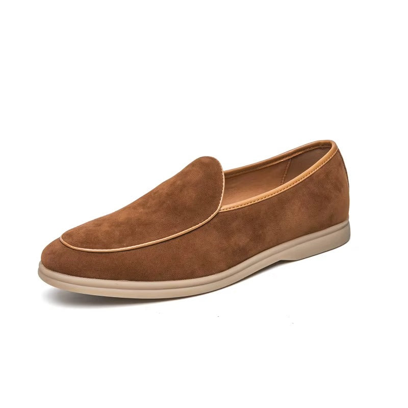Men’s Suede Loafers Slip-On Cow Suede Casual Driving Shoes with Rubber Outsole