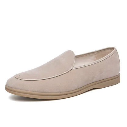 Men’s Suede Loafers Slip-On Cow Suede Casual Driving Shoes with Rubber Outsole