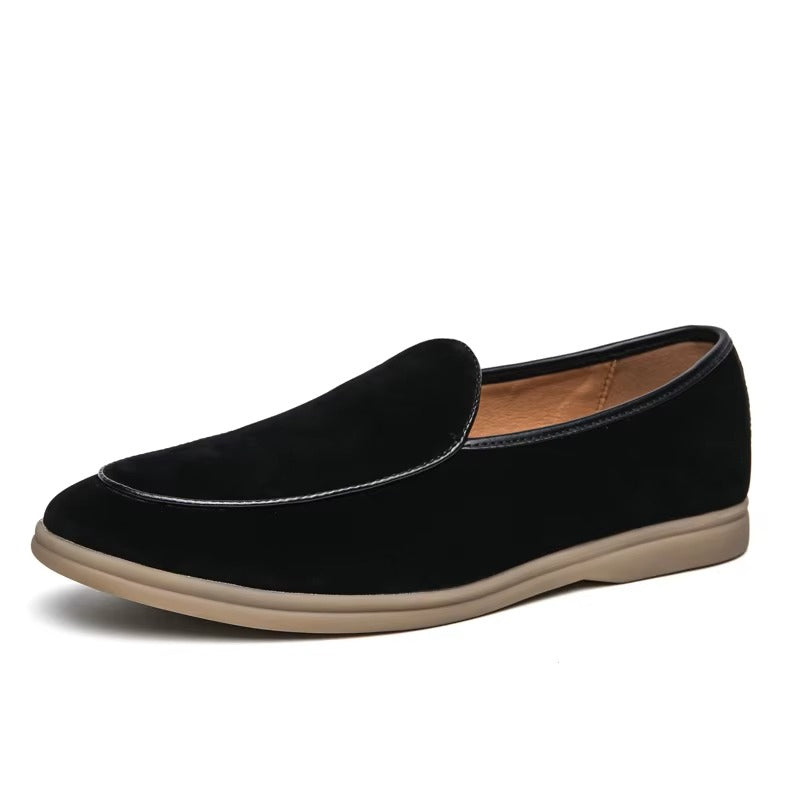 Men’s Suede Loafers Slip-On Cow Suede Casual Driving Shoes with Rubber Outsole