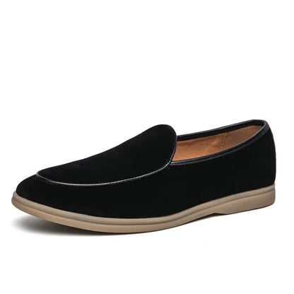Men’s Suede Loafers Slip-On Cow Suede Casual Driving Shoes with Rubber Outsole