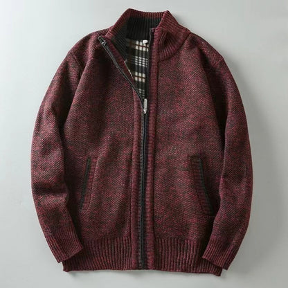 Men's Knitted Sweater Zipper Warm Beige