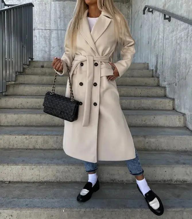 Women's Double Breasted Winter Coat - 
Fashinoza