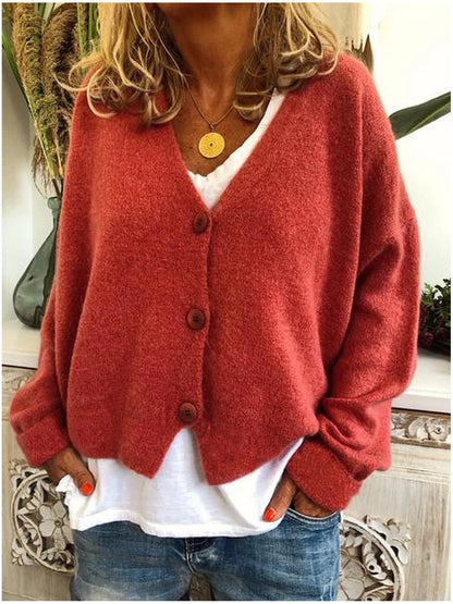 Women's V-Neck Cardigan Relaxed Fit