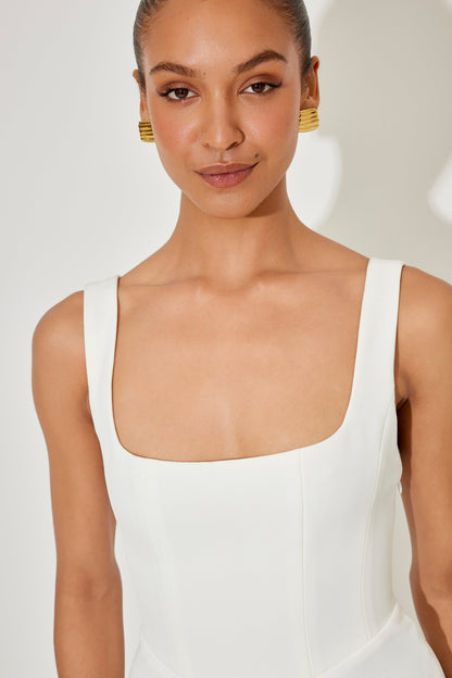 Women's Sleeveless Midi Dress Square Neckline