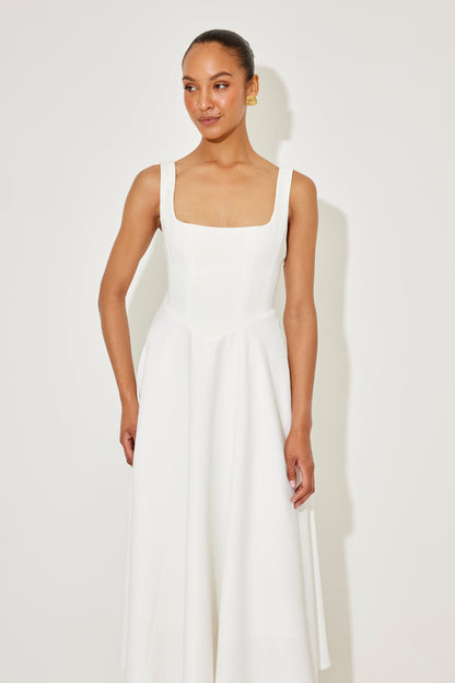 Women's Sleeveless Midi Dress Square Neckline