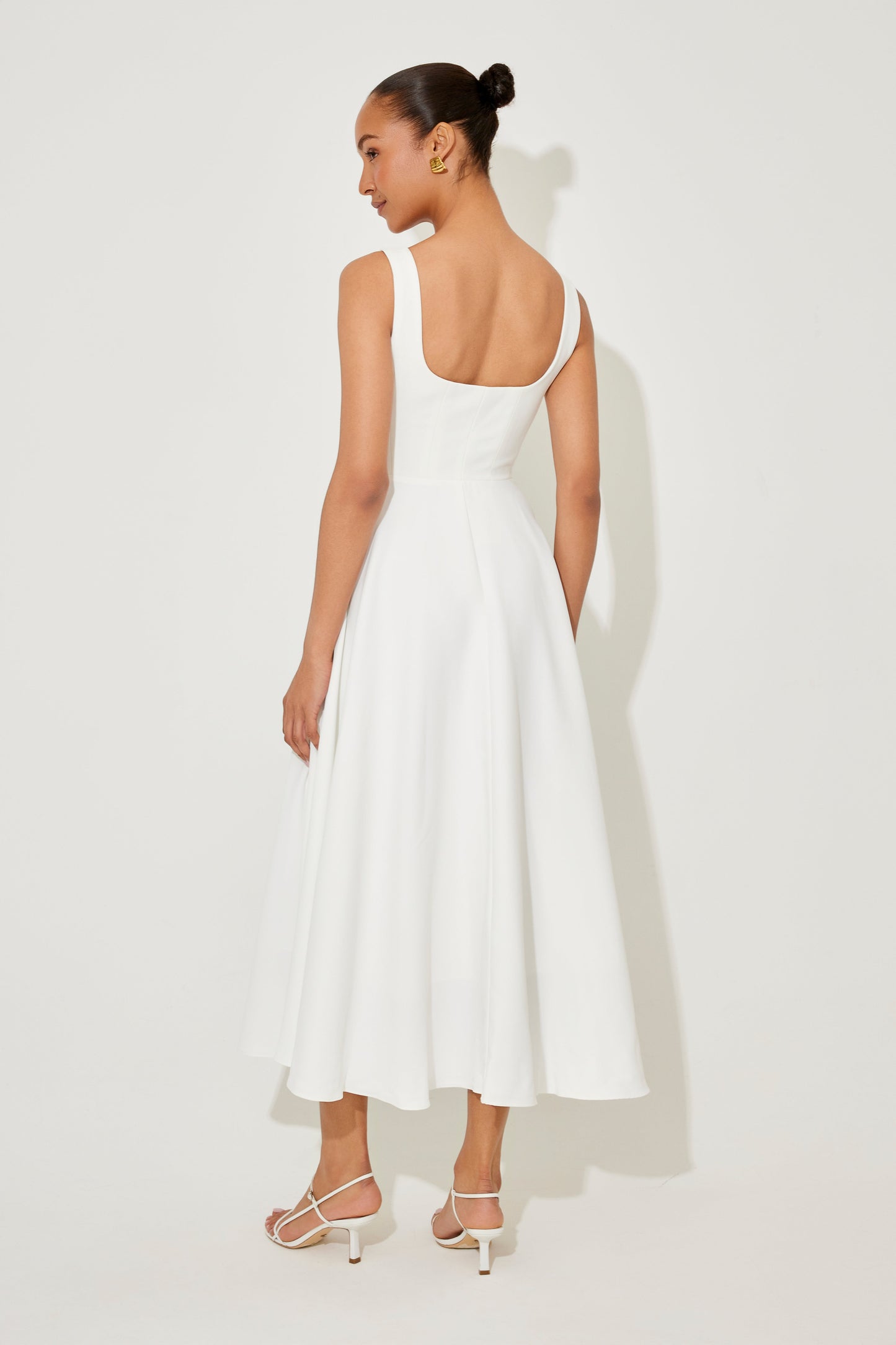 Women's Sleeveless Midi Dress Square Neckline