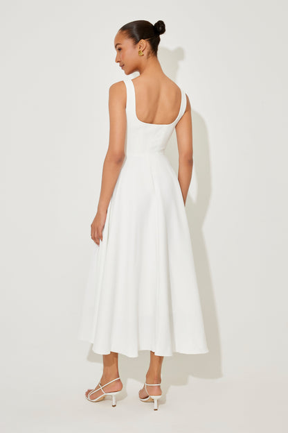 Women's Sleeveless Midi Dress Square Neckline