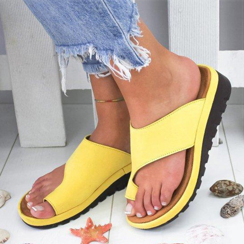 Orthopedic Bunion Corrector Sandals for Women with Arch Support and PU Leather