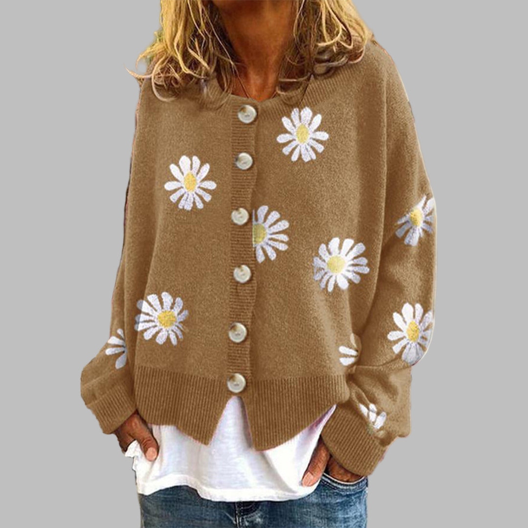 Women's Floral Knit Sweater - Fashinoza