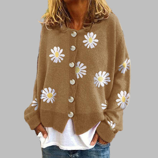 Women's Floral Knit Sweater - Fashinoza