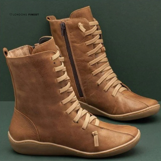Women's Lace-Up Side Zip Boots - Fashinoza