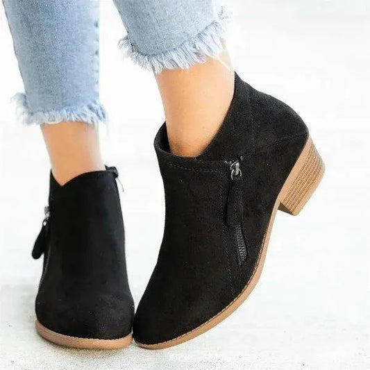 Women's Black Ankle Boots Comfortable - 
Fashinoza