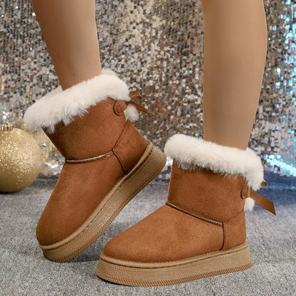 Women's Bow Snow Boots Cozy Waterproof Winter Boots - 
Fashinoza