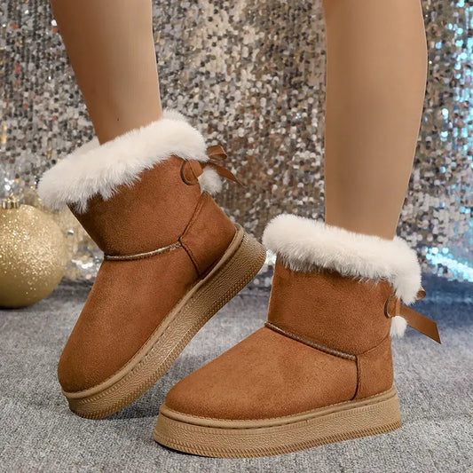 Women's Bow Snow Boots Cozy Waterproof Winter Boots - 
Fashinoza