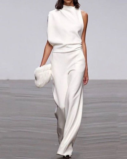 Women's High Collar Jumpsuit - 
Fashinoza
