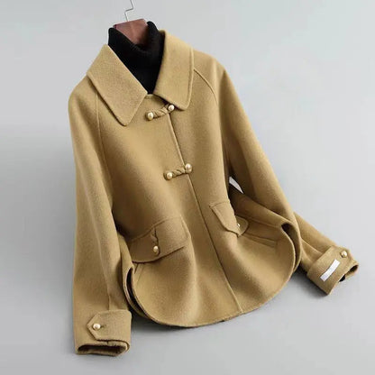 Women's Pearl Button Coat Timeless Elegant Style - 
Fashinoza