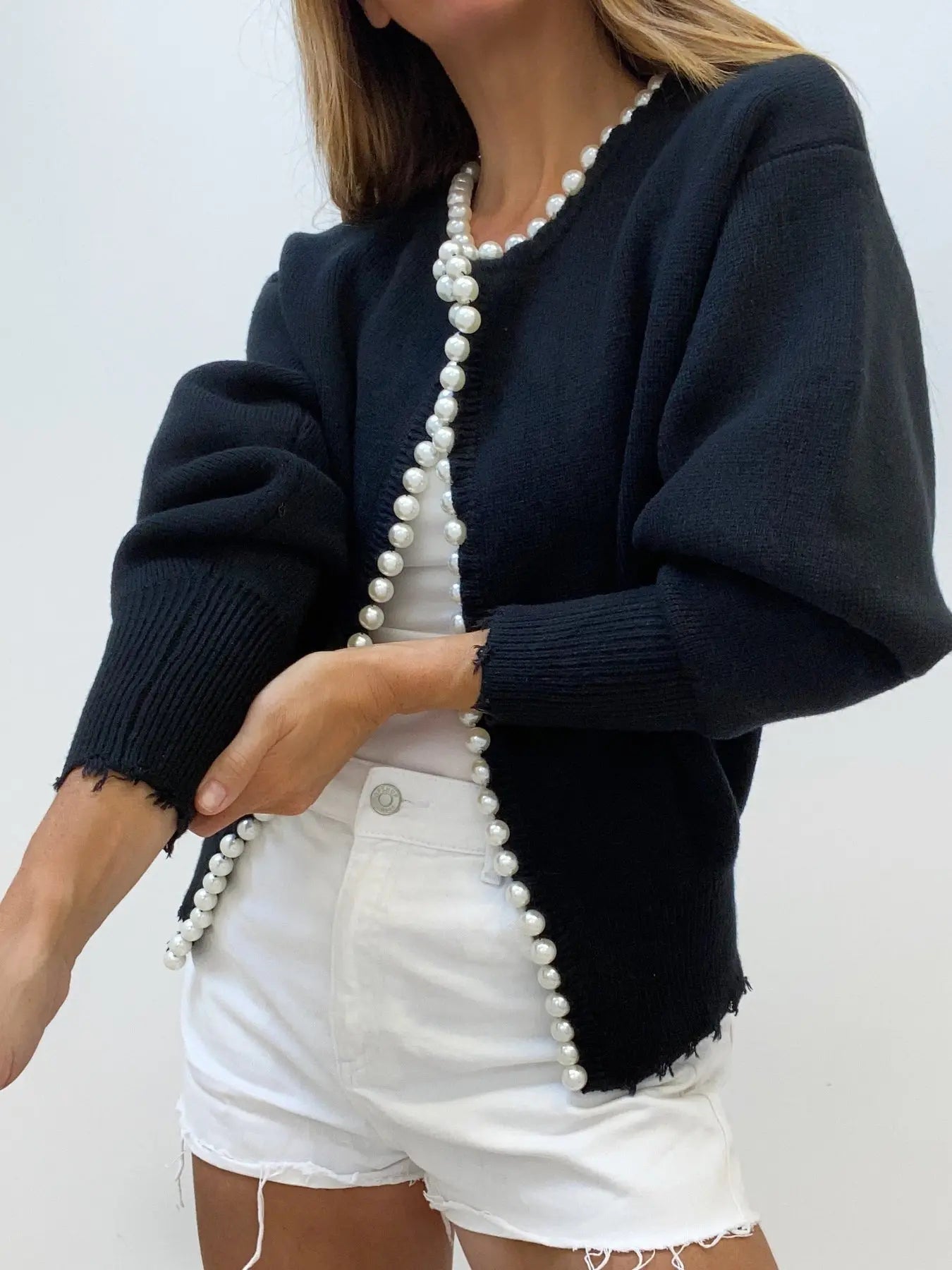 Elegant Pearl Trim Cardigan for Women – Stylish & Versatile Layering Piece 13