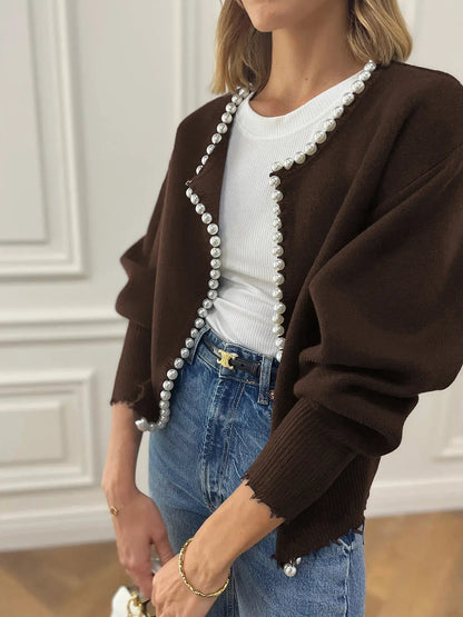 Elegant Pearl Trim Cardigan for Women – Stylish & Versatile Layering Piece 9