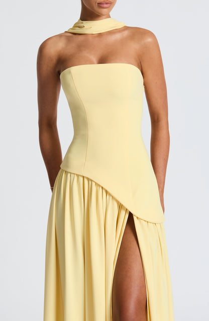 Solenne | Women’s Strapless High Slit Maxi Evening Dress