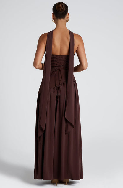 Solenne | Women’s Strapless High Slit Maxi Evening Dress
