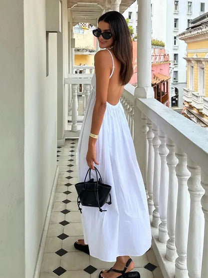 Women's White Midi Dress Elegant Wedding Summer - 
Fashinoza