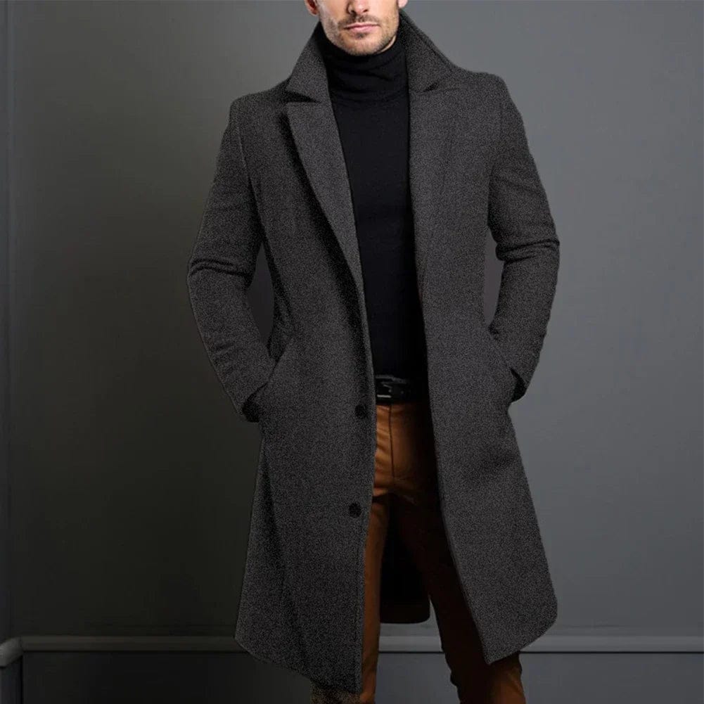 Men's Longline Button Front Winter Coat - Fashinoza
