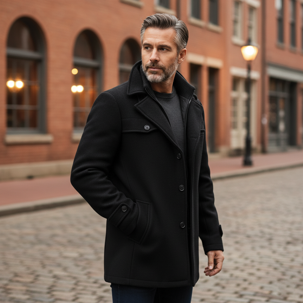 Marvin Men's Wool Blend Overcoat - 
Fashinoza