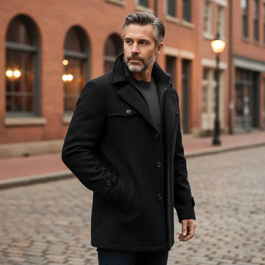 Marvin Men's Wool Blend Overcoat - 
Fashinoza
