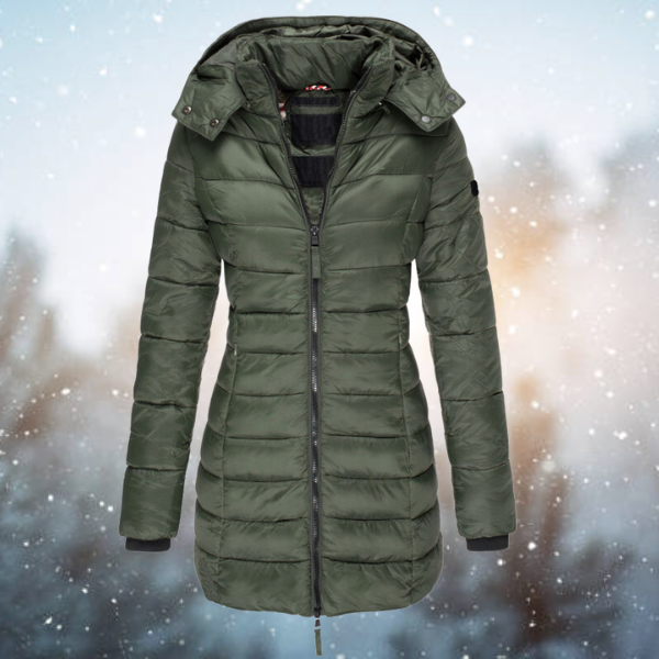 Women's Puffer Jacket Waterproof Hooded Full Length Zip Black